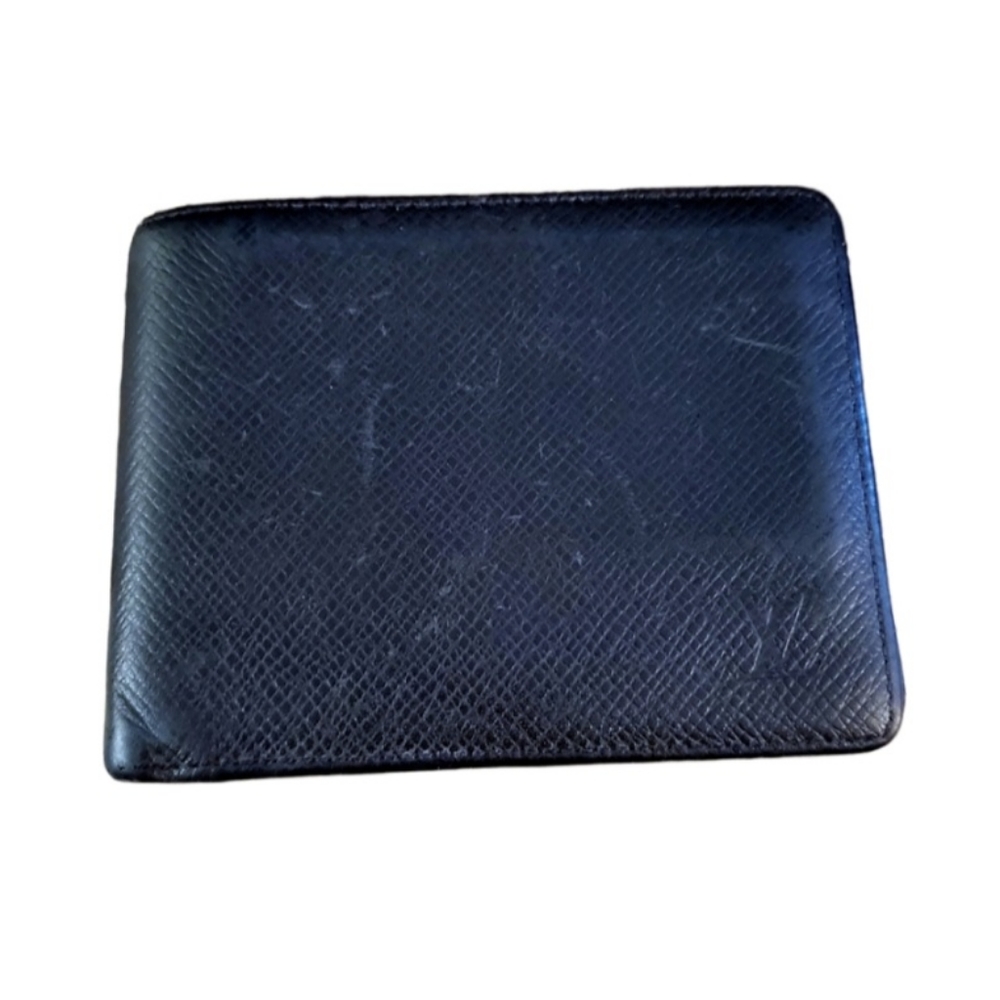 Louis Vuitton Black Leather Men's Bifold Wallet